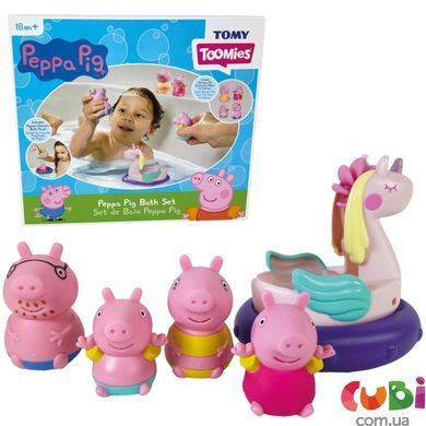 Игрушки для ванны Семь я свинки Пеппи и единорог Toomies.