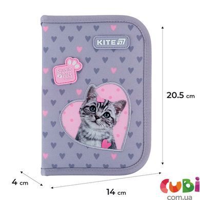 Пенал без наповнення Kite Studio Pets SP25-621, 1 відділення, 1 відворот для канцелярськиx речей, комбінований