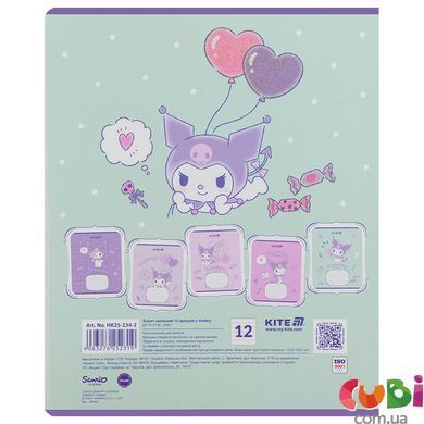 Тетрадь школьная Kite Kuromi HK25-234-2, 12 листов, линия