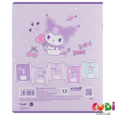 Тетрадь школьная Kite Kuromi HK25-234-2, 12 листов, линия