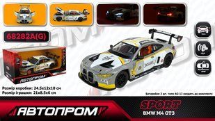 Машина металлическая АВТОПРОМ арт. 68282A(G) 1:24 BMW M4 GT3 grey color, батарейки, свет, звук, Різнобарвний