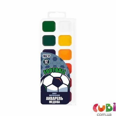 Краски акварельные Yes Football 12 цветов медовые б/п (110307)