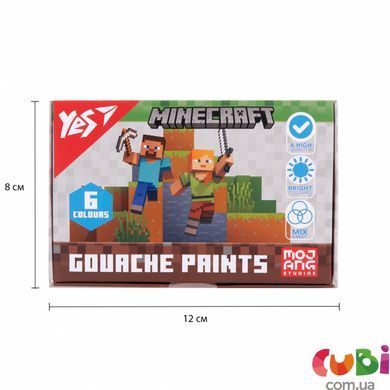 Фарби гуашеві Yes Minecraft 6 кольорів 20 мл (230405)