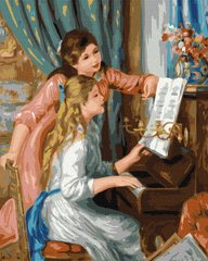Набор для росписи номерам. Две девушки по фортепиано 40х50см, KHO2664