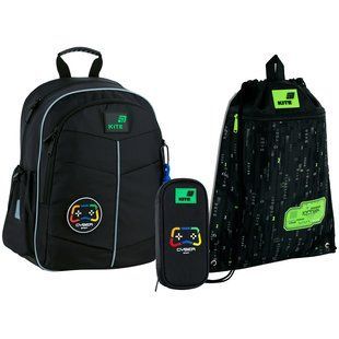 Набір рюкзак + пенал + сумка для взуття Kite 771 Cyber (SET_K26-771S-3), Чорний