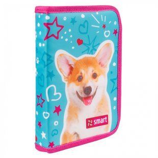 Пенал жесткий Smart одинарный с двумя клапанами HP-04 Corgi, комбинированый