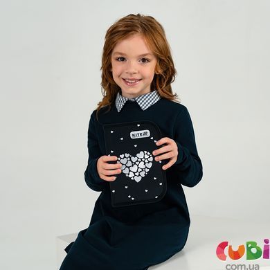 Пенал Kite 1 відділення, 2 відвороти, з наповненням 622H Black&Silver (K26-622H-5), Чорний