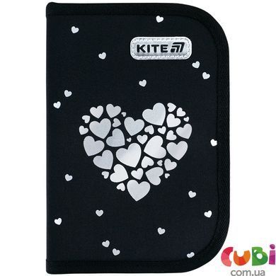 Пенал Kite 1 відділення, 2 відвороти, з наповненням 622H Black&Silver (K26-622H-5), Чорний