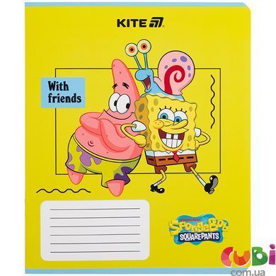 Зошит шкільний Kite з Губкою Бобом Квадратними Штанцями SB25-232, 12 аркушів, клітинка