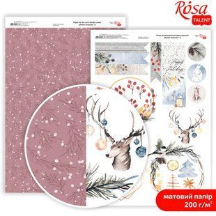 Папір дизайнерський двосторонній матовий &bdquo;Winter Dreamer&ldquo; 8, 21х29,7 см, 200 г м2, ROSA TALE (5318072)