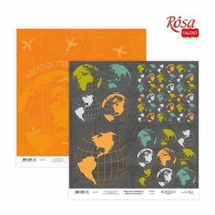 Папір для скрапбукінгу &bdquo;Make your journey&ldquo; 5 двосторонній 30,48х30,48см 200г/м2 ROSA TALENT