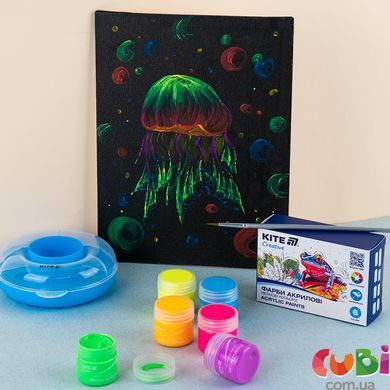 Фарби акрилові, 6 неонових кольорів, 20 мл, Kite Creative (K-274)