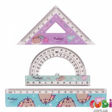 Набор линеек Yes (3 предмета) "Pusheen", линейка 15 см (370675)